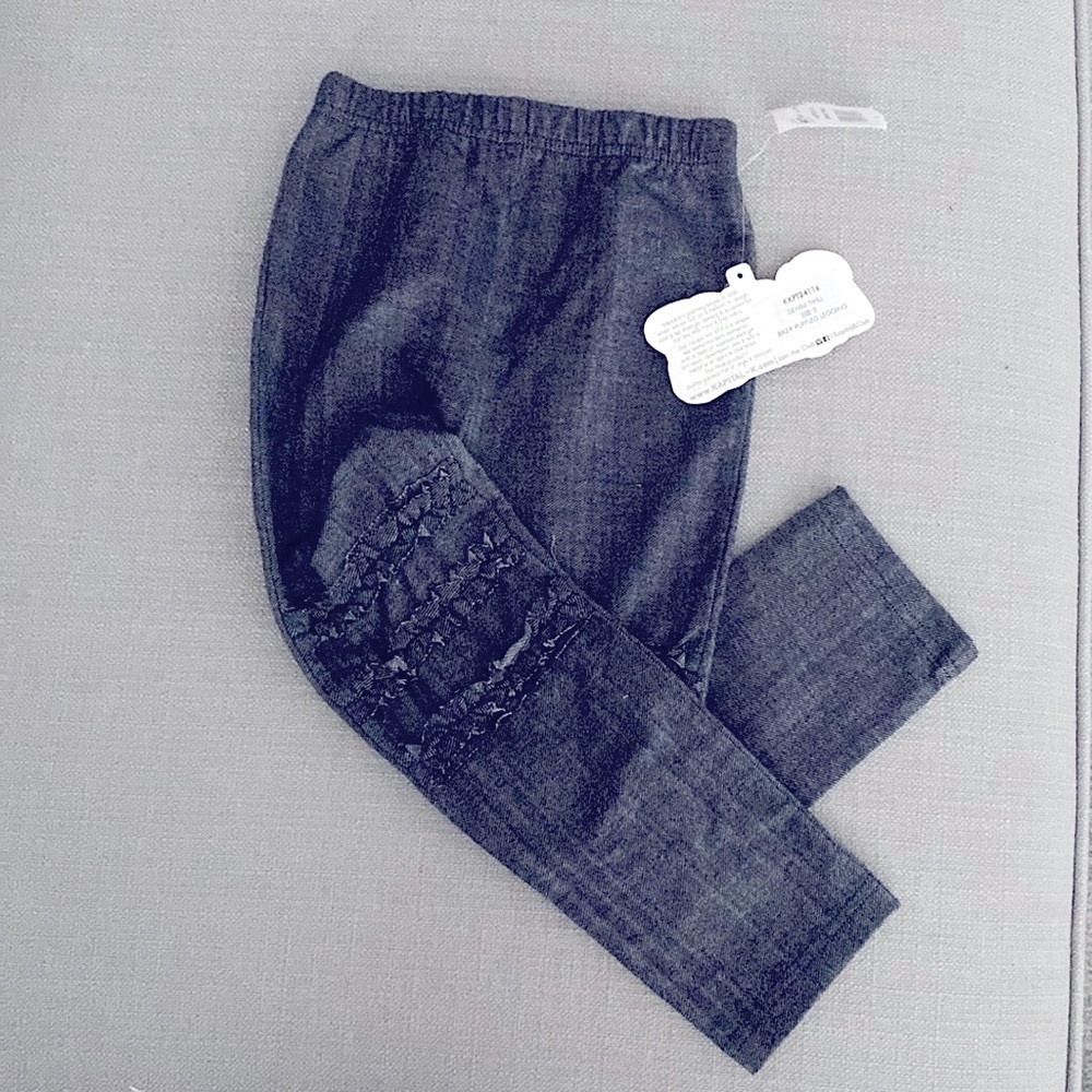 Kapital K Denium Twill, Biker Ruffled Leggings, Girls Size 5, NEW WITH TAGS
